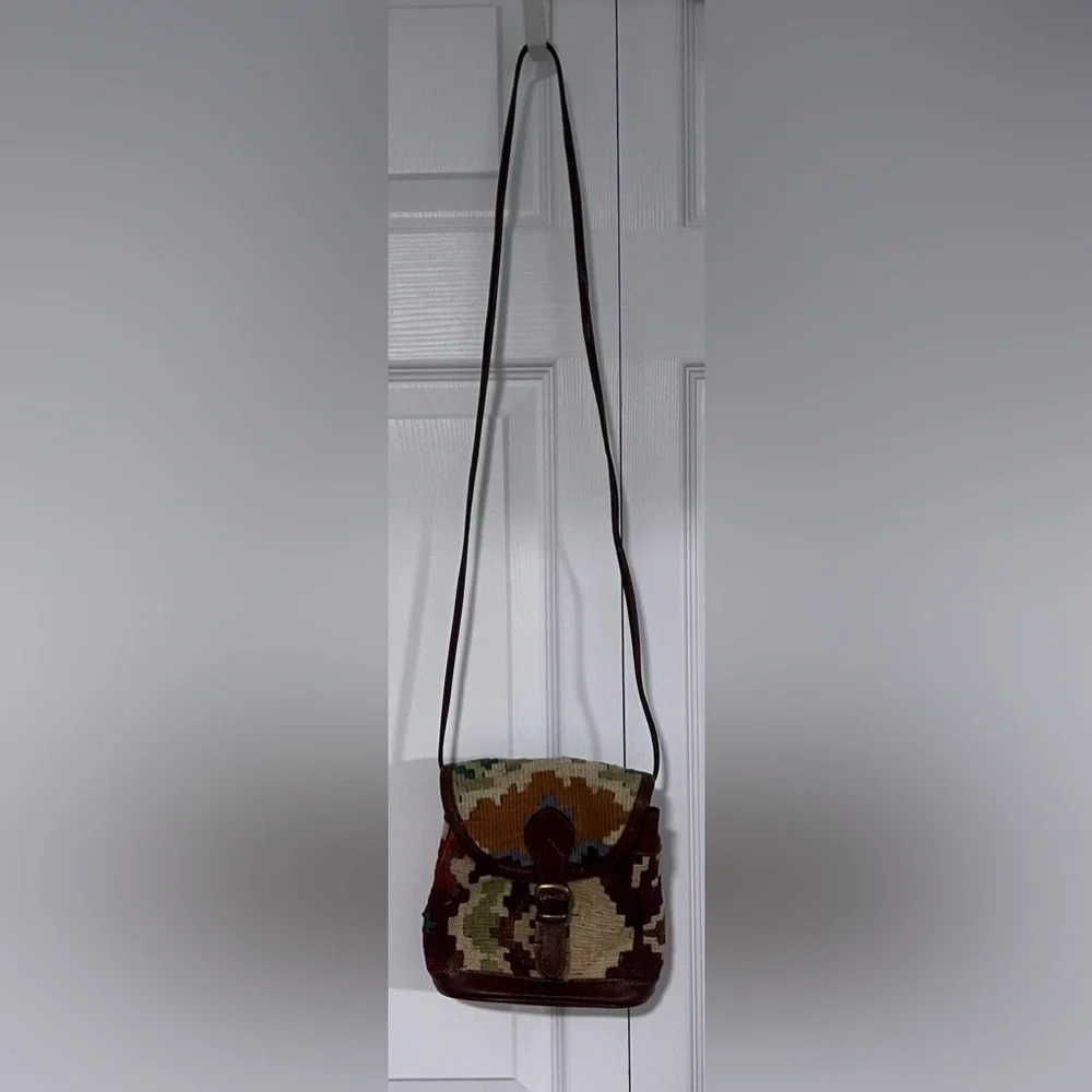 Kilim Vintage Tapestry & Leather Crossbody Bag